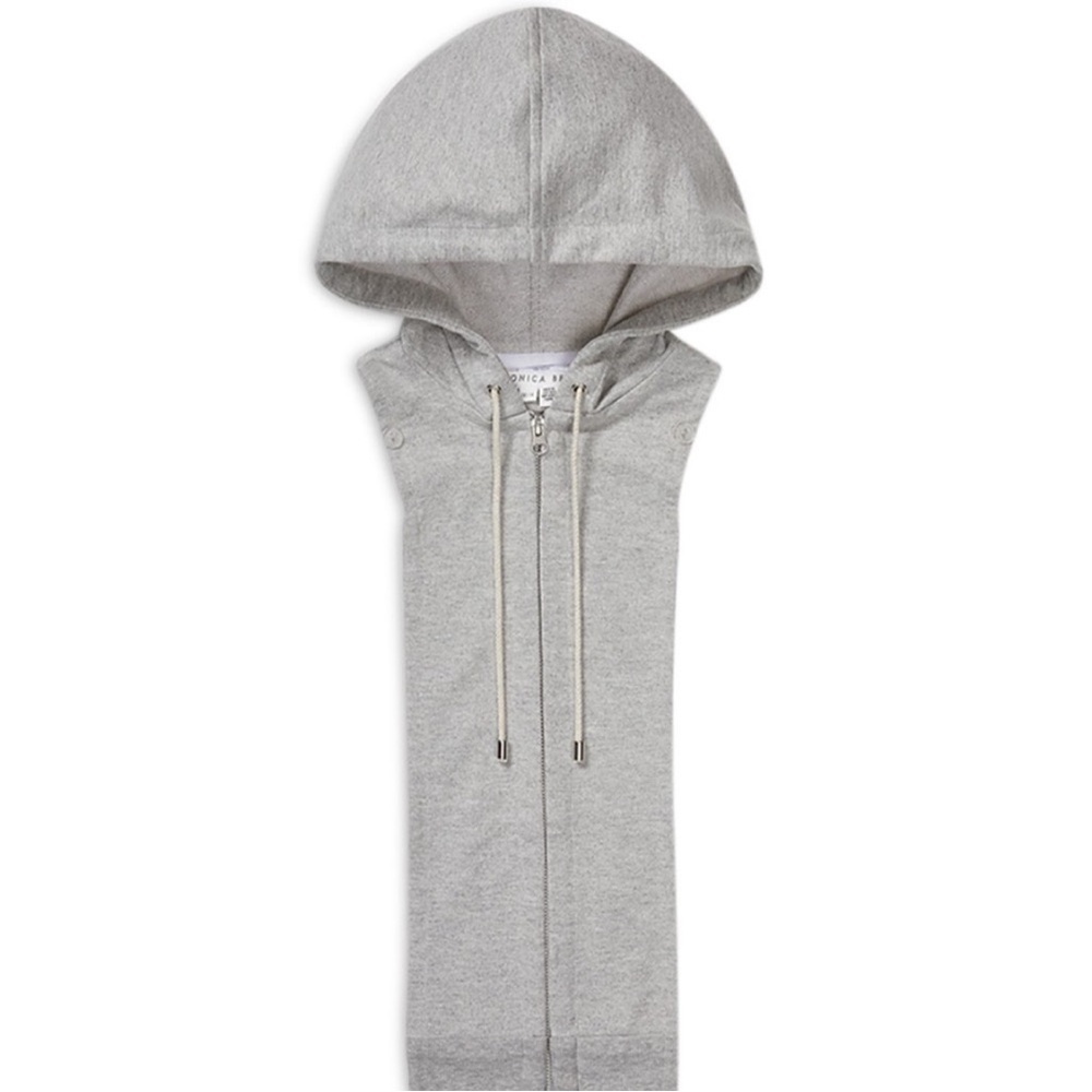 Veronica Beard Light Gray Hooded Zip Vest